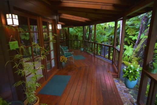 Skylight House secluded forested area with a small deck and garden