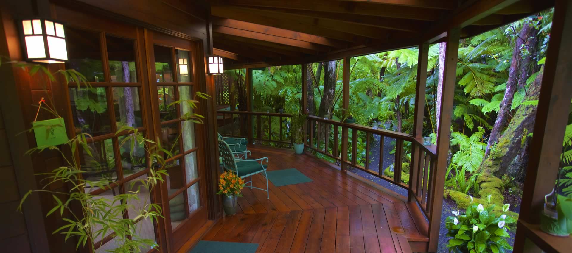 Front Deck of the Skylight House surrounded by tropical rain forest
